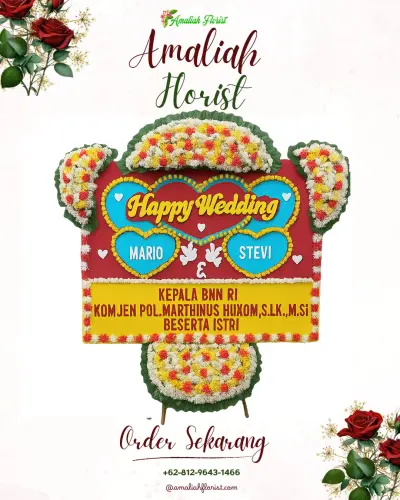 Karangan Papan Bunga Pernikahan di Cimanyangray